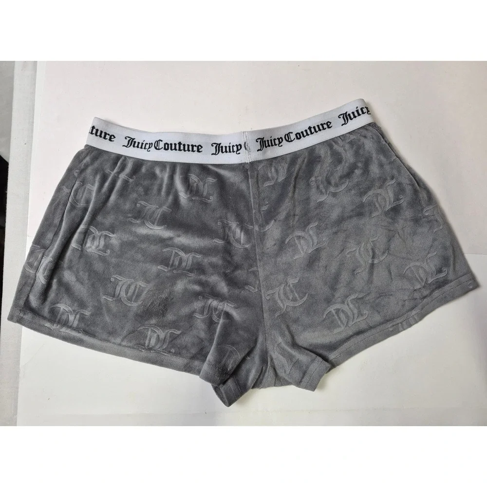 Juicy Couture Womens Grey Velour Logo‎ Embossed Sleep Shorts Size M 1751-47